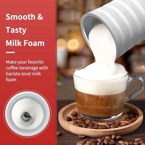 Image of Milk Frother, Paris Rhone 4-in-1 Milk Steamer and Frother, Hot & Cold Foam Milk Warmer with Temperature Control, Auto Shut-Off Frothers for Coffee, Latte, Cappuccino, Macchiato