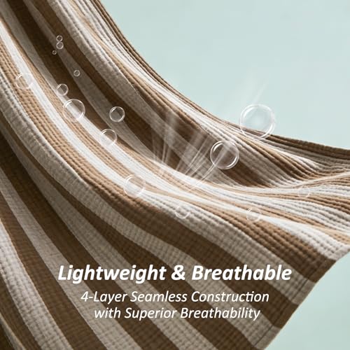 Image of EMME Cotton Muslin Blanket Couch 4-Layer Breathable Gauze Soft Lightweight Bed Blankets Adults Brown Throw XL (50 inch x 70 inch)