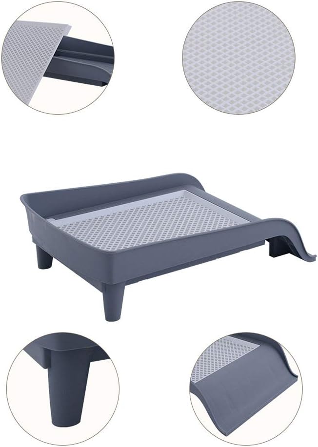 Pet Potty Tray Indoor Training Toilet Slide-Style Creative Tray Pad for Dog or Cat Potty Loo (Grey)
