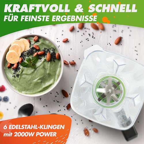 NUTRI-BLENDER MAX Hochleistungsmixer 2000W Standmixer Smoothie Hochleistung Smoothie-Maker Profi Mixer Blender - 2L Tritan, BPA-FREI, 9 Stufen, Digital-Timer Inkl. Smoothie Rezeptbuch – Bild 4