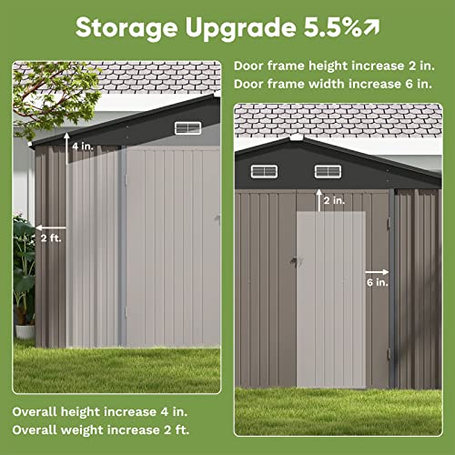Patiowell 10 X 10 Ft Outdoor Storage Shed,Metal Yard Shed With Design Of Lockable Doors, Utility And Tool Storage For Garden, Patio, Backyard, Outside Use,Brown #TOP7