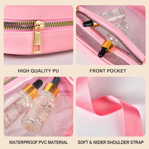 Image of Fibrdoo Clear Bag Stadium Approved, Leather Clear Crossbody Purse Bag for Concerts Sports Events Festivals