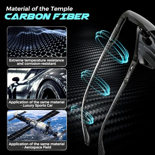 Image of SUNGAIT Carbon Fiber Sunglasses Men Sports Rimless Polarized Shades for Driving Fishing Running Gifts Eye Protection