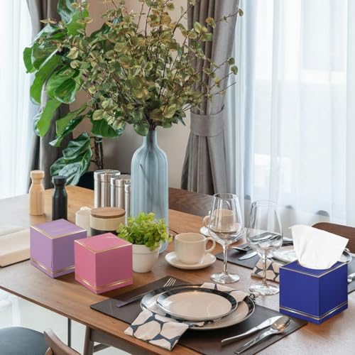 Image of Fourluoo 12 Pack Facial Tissues Cube Boxes Face Box 600 Sheets 3 Ply Soft Paper Square Tissues Bulk for Car Pocket Toilet Household Bedroom Family(Colorful)