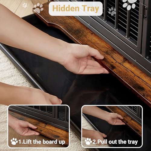 Rovibek-75-Double-Dog-Crate-Furniture-for-2-Large-Dogs-Heavy-Duty-Furniture-Style-Dog-Kennel-End-Table-Wood-Crates-for-Dogs-Kennel-Indoor-Double-Door-Brown Rovibek 75 Double Dog Crate Furniture for 2 Large Dogs Heavy Duty Furniture Style Dog Kennel End Table Wood Crates for Dogs Kennel Indoor Double Door Brown