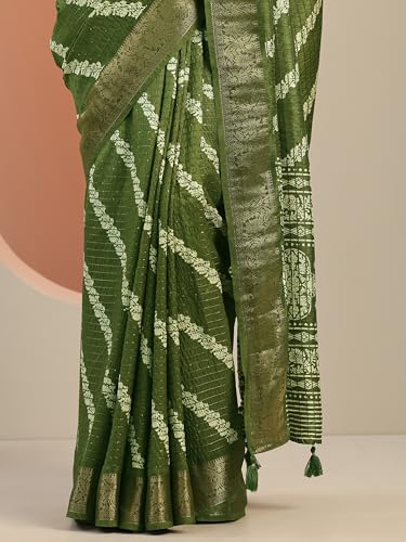 Image of Libas Printed Silk Blend Saree for Women With Unstitched Blouse Piece | Traditional Saree for Festive & Wedding