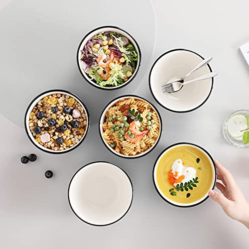 Vancasso Bonbon 24Oz Stoneware Cereal Bowls 5.5 Inch Microwave & Dishwasher Safe Lead-Free Soup Bowls Blue Bowls Set Of 6 Kitchen Bowl For Pasta Oatmeal Salad Dessert #TOP6