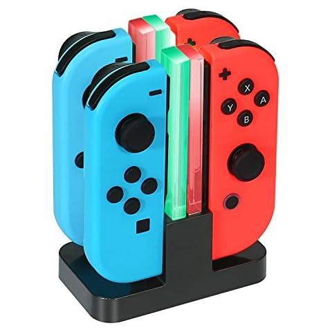 Cargador de Joy-Con para Nintendo Switch de sefudun con soporte de 4 en 1 y LED individual Cover