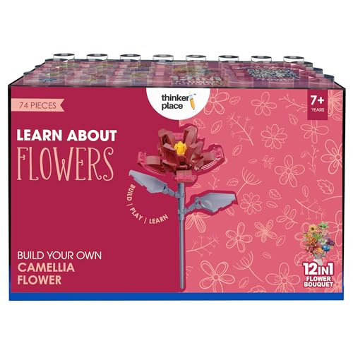Image of STEM 12 in 1 Botanicals - Camellia Flower Building Blocks Set (74 Pcs, 12-in-1) | DIY Flower Pen Stand Kit for Kids 6+ Years (Boys & Girls) | Creative Craft & Learning Toy | Ideal Gift