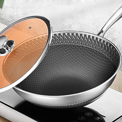 Wok acero inoxidable 304 doble cara con patrón antiadherente miniatura 3