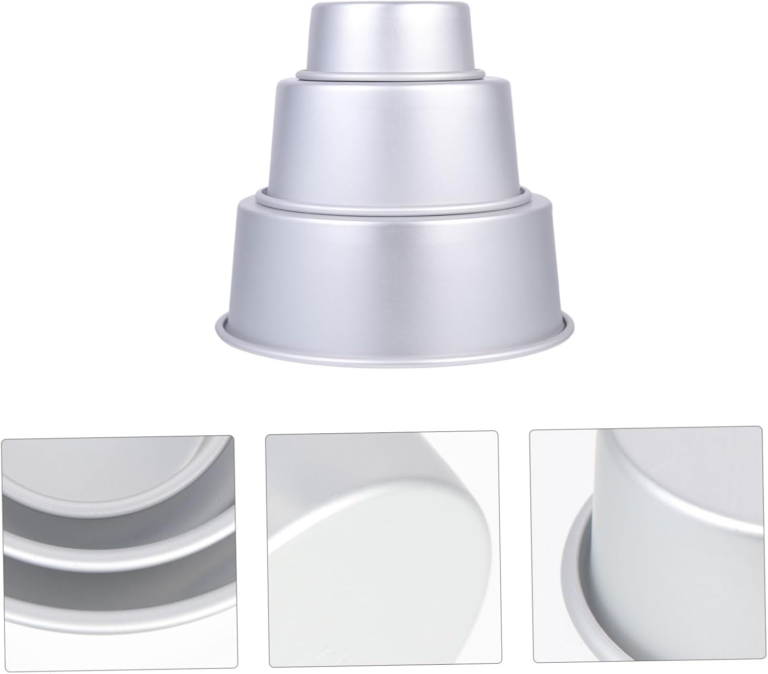 Garneck 3Pcs Non Stick Round Cake Baking Mold DIY Dessert Pan for Wedding Fruit Deep Mousse Cakes Portable Bakeware
