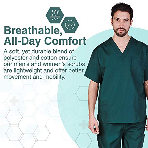 Natural Uniforms Comfortable Fit Men's Workwear Uniform 8 Pocket Top and Pant Set XS Hunter Green
