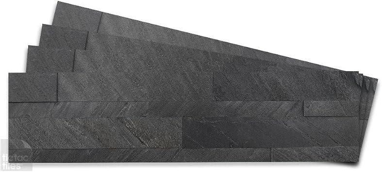 Tic Tac Tiles Peel & Stick Faux Stone Tile, True Gray, 12 Pack