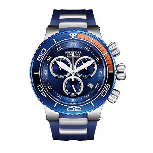 Reef Tiger Fashion Blue Dial Watches for Men Waterproof Sport Watches Rubber Strap RGA3168 (ZRGA3168-YLL)