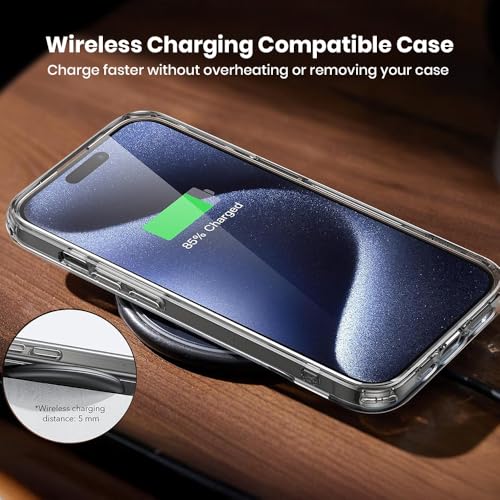 Image of MOOSH Metal Kickstand Case Compatible with iPhone 15 Plus Case Cover, 3 Stand Modes Military-Grade Drop Protection, Supports Wireless Charging Slim Back Cover with Kickstand for iPhone 15 Plus (Clear)