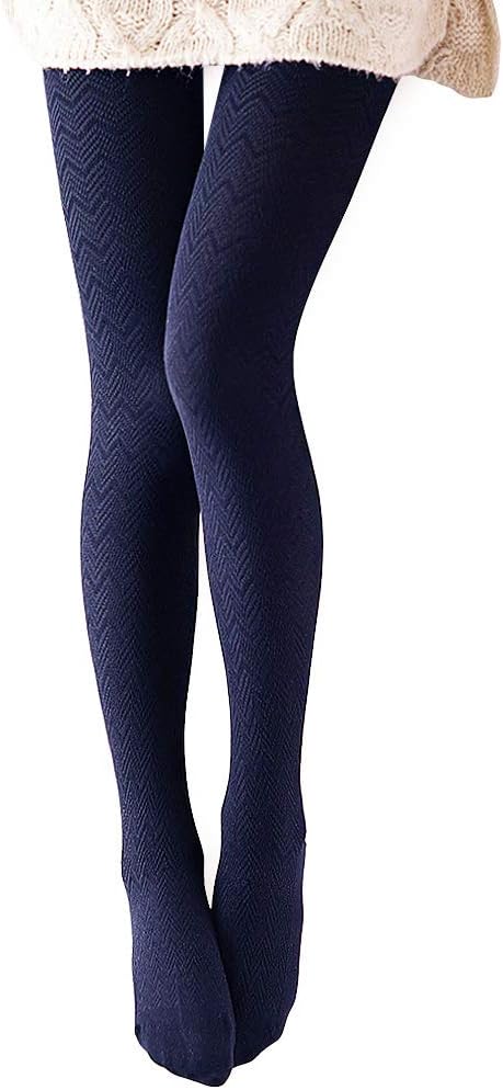 1 Pair Navy Women's Modal & Cotton Opaque Knitted Patterned Tights