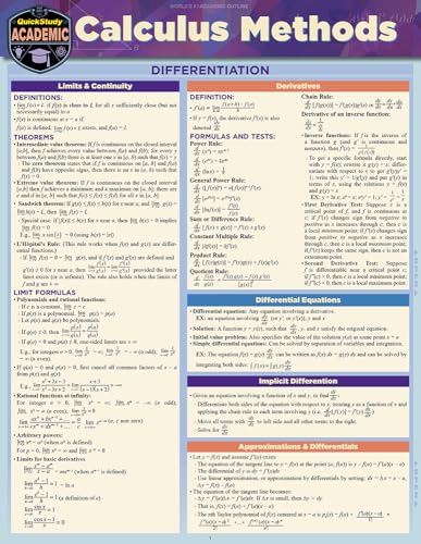 Compare Textbook Prices for Calculus Methods: QuickStudy Laminated Reference Guide Updated Edition ISBN 9781423236436 by ExpoLog, LLC,Yablonski, Ken