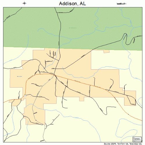 Large Street & Road Map of Addison, Alabama AL Printed poster size