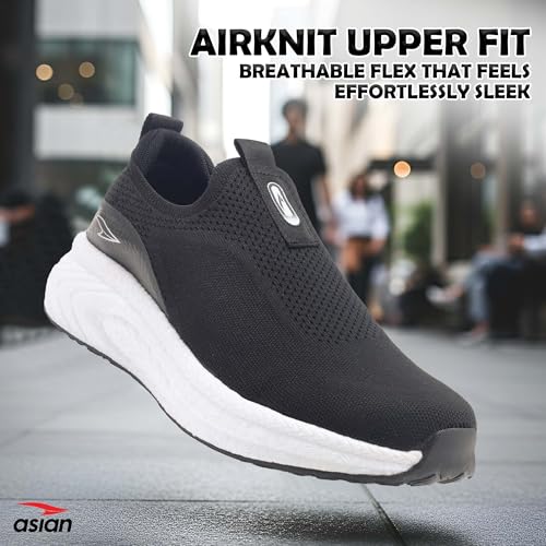 Image of ASIAN Hypercushion Walk-02 Men's Walking Shoes | Slip-On Knit Walking Shoes with E-TPU Energy Return Sole, Memory Foam Arch Support, Breathable Upper & Grip Outsole, Gym & Travel