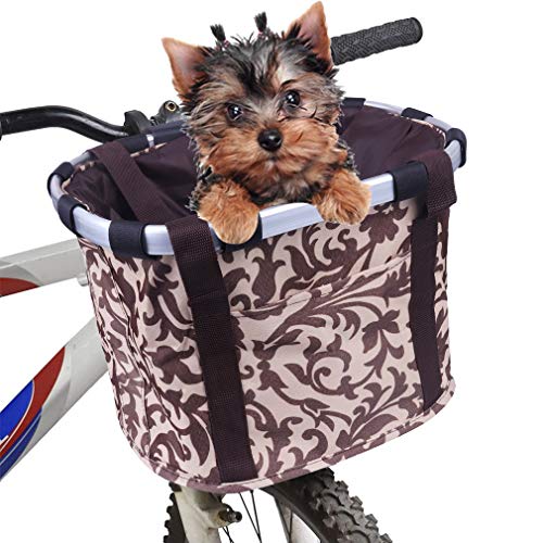 Fahrradkorb Vorne Abnehmbarer Mehrzweck-Korb Fahrrad Vorn Fahrrad Lenker Korb für Haustiere Easy Install Abnehmbare Lenkerkorb Tasche für Kleiner-Hund-Einkaufen-Picknick,Shopping, Pendler, Camping Cover