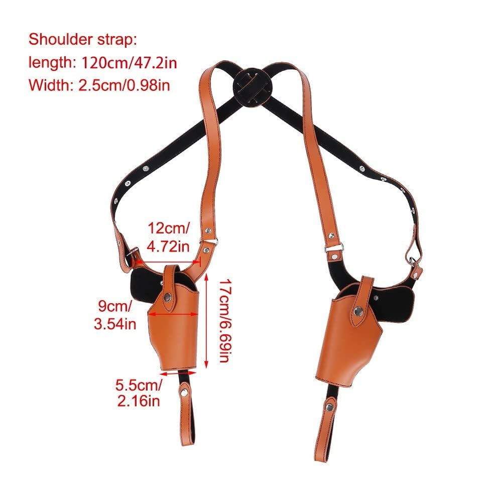Funda de Hombro, Funda de Pistola Doble de Cuero PU, Funda de Transporte Oculta, Funda de Pistola Vertical Ajustable para Mano Derecha e Izquierda