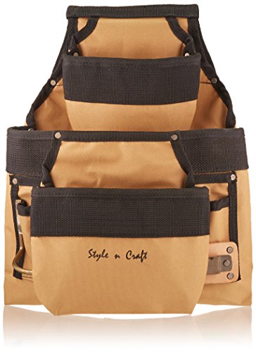 Style N Craft 76-927 9 Pocket Tool Pouch In 600D Polyester, Khaki/Black #TOP19