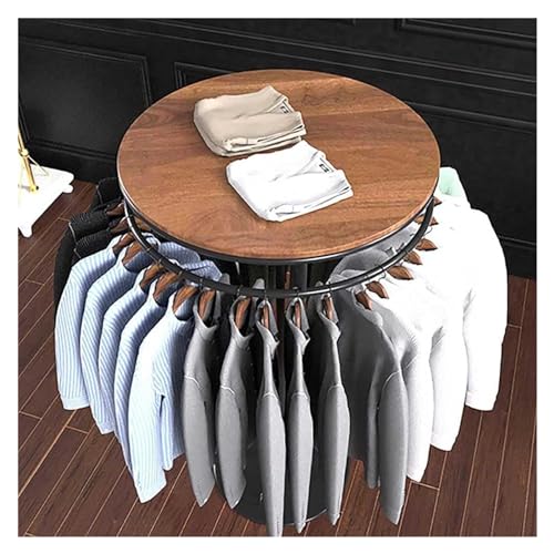 Portant à vêtements magasin rotatif avec étagère et penderie circulaire métal