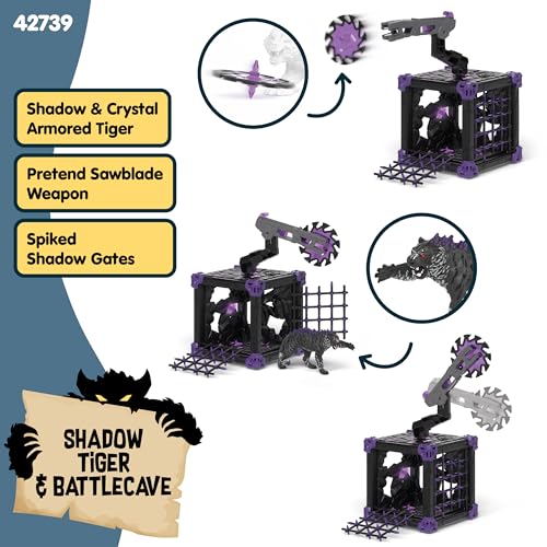 Image of Schleich Eldrador Creatures - Battle Cave with Shadow Tiger Figure and Shooting Weapon Toy Playset - Interactive Cave and Monster Figurine for Boys and Girls - Fantasy Toys for Kids Ages 7+ | 42739