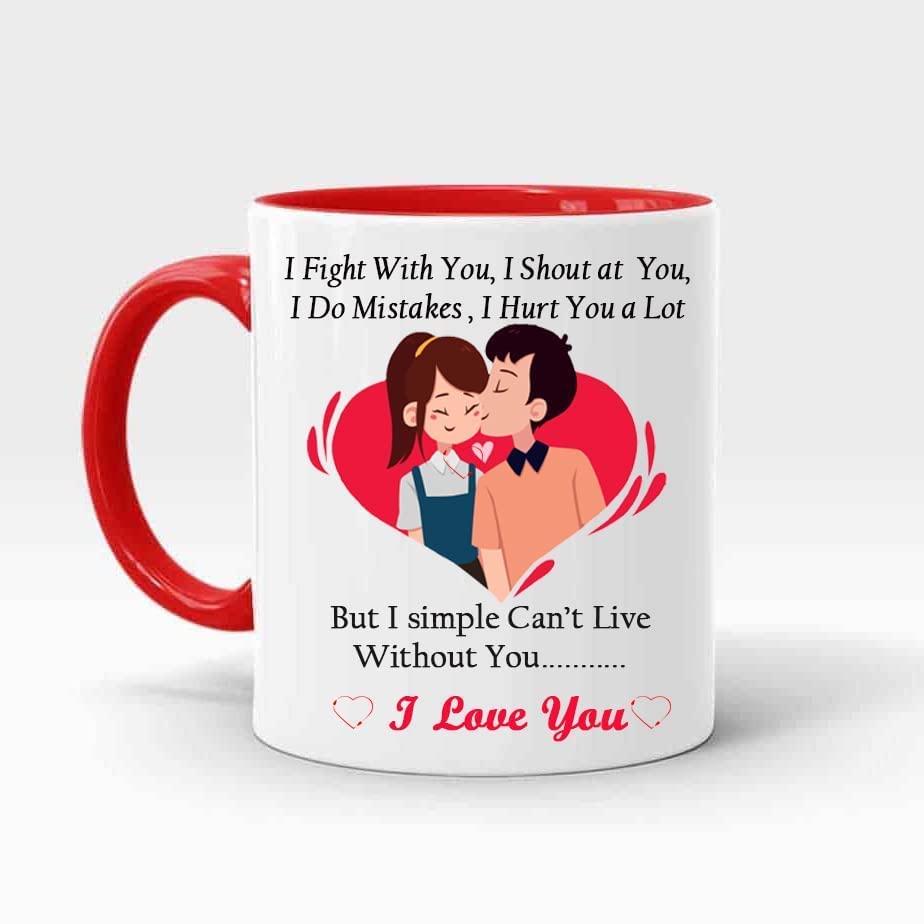 Image of Ceramic Printed Tea Coffee Mug, Love Quotes Cup, Best Gift for Wife, Husband, Girlfriend, Boyfriend, Anniversary, Valentines Day (Design-10)