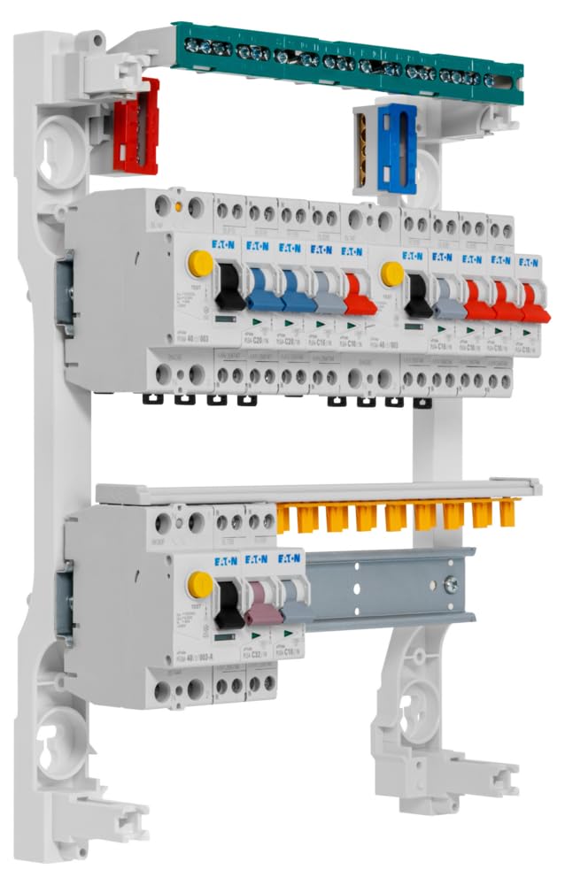 EATON - Cuadro 2 filas preequipadas 2 inter. diff. 40 A + 1 inter. diff. 40 A + 10 disyuntores