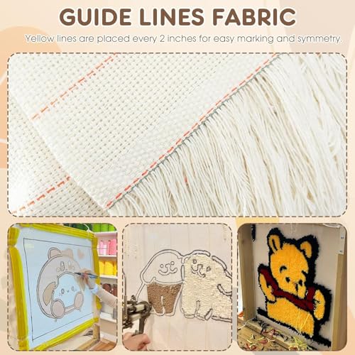 Image of 120 inchx40 inch Inch Large Premium Tufting Cloth with Marked Lines, Monks Cloth for Tufting Gun Rug Tufting, Rug Tufting Supplies Punch Needle Fabric for Art Hand Making DIY Craft Decoration