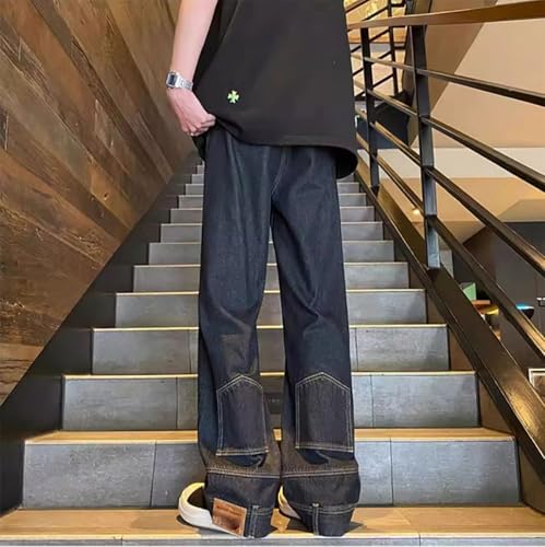 Baggy Jeans for Men Straight Leg Retro Distressed Skater Denim Pants Casual Fashion Harajuku Streetwear3