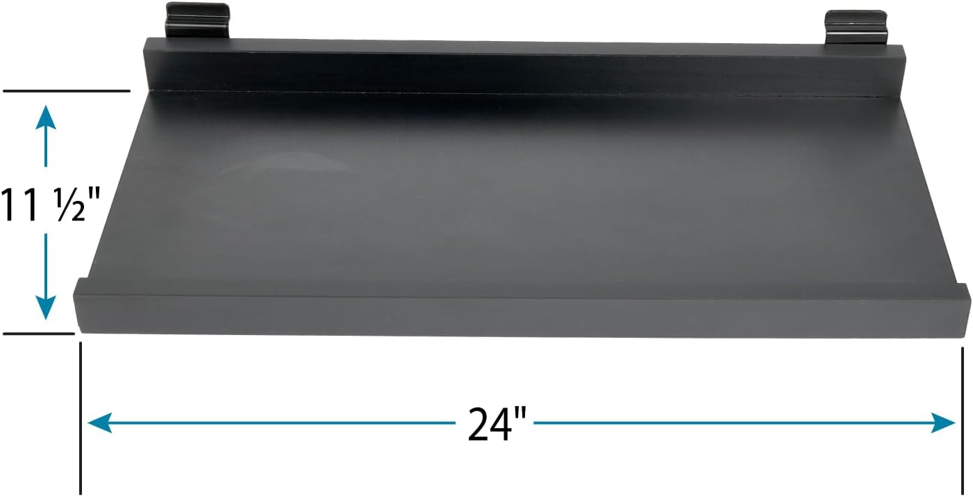 SSWBasics Wall Shelf - Black Wire Display Shelf, 11½”D X 24”L, 10” Display Area, Some Assembly Required