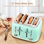Toaster 4 Slice Retro Stainless Steel with Extra Wide Slots Bagel, Defrost, Reheat Function, Dual Independent Control Panel, Removable Crumb Tray, 6 Browning Levels, Aqua Green - Image 3