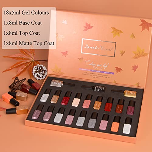 Lavender Violets UV-Gel-Nagellack 21 PCS mit Base und Matte-Glänzende Top Coat Geschenk-Set Soak Off LED Nägel Maniküre… – Bild 6