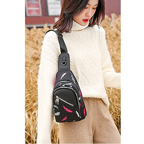 Rtggsel Boho Ethnic Women's Waterproof Oxford Sling Shoulder Bags Girls Travel Crossbody Chest Bag Ladies Fishing Hiking Daypack (Colorful Feather) #TOP6