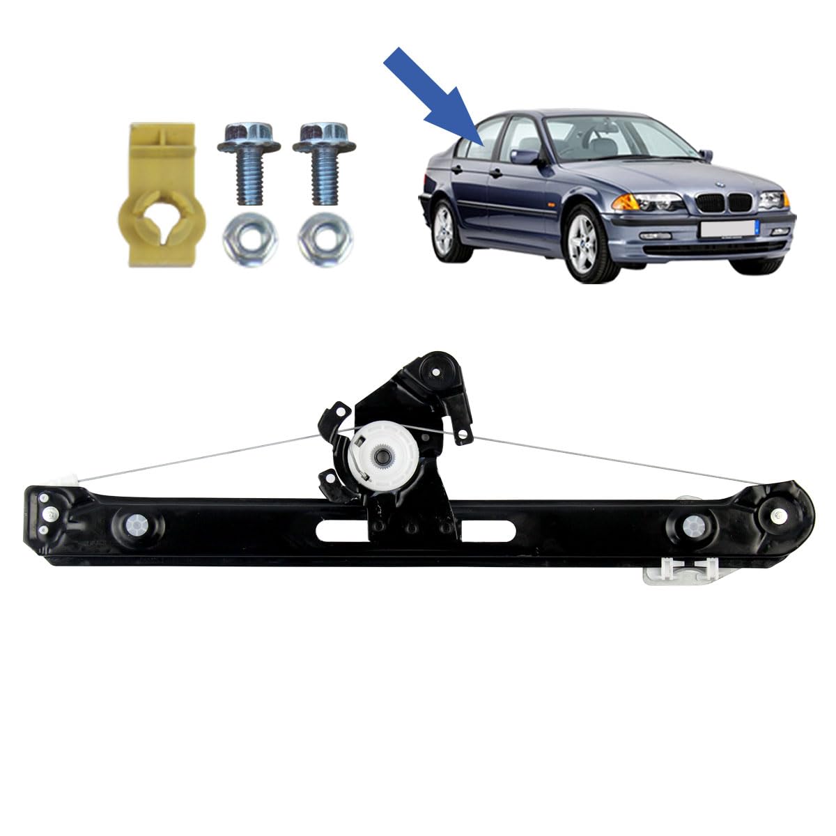 STARKIT PERFORMANCE Leve vitre compatible pour BMW E46 (Serie 3) (1998-2005) ARRIÈRE DROIT (arrière du passager) 51358212100, 51358200718