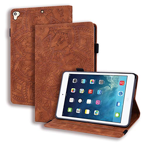 Custodia per iPad 9.7 Pollici 2018/2017 ( iPad 6a/5a Generazione) Leggero Cover, iPad Air 2/Air 1 Custodia Protettiva in Pelle PU Flip Portafoglio Case con Funzione Supporto e Tasca, Marrone