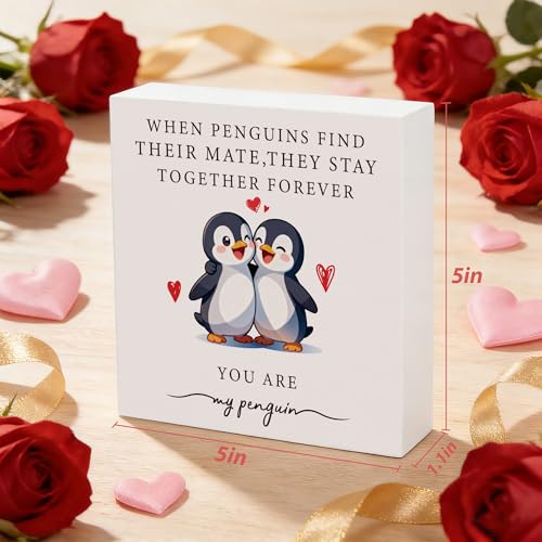 Penguin Love Wooden Sign - $6.99 with code EAXXMN95