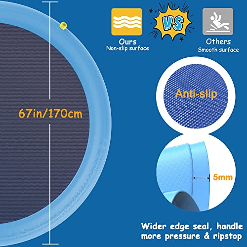 Raxurt Dog Splash Pad, 67In Anti-Slip Dog Pool Splash Pad For Dogs Kids 0.55Mm Thickened Durable Bath Pool Pet Summer Outdoor Water Toys (170Cm), New Version #TOP3