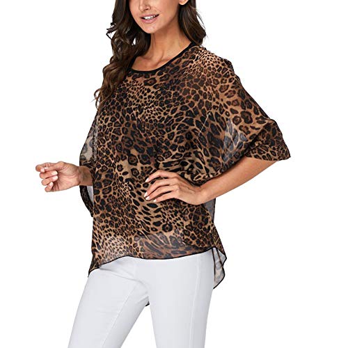 Image of Ckikiou Plus Size Batwing Flowy Semi Sheer Chiffon Blouse Tunic for Women Summer Floral Print Boho Beach Cover ups
