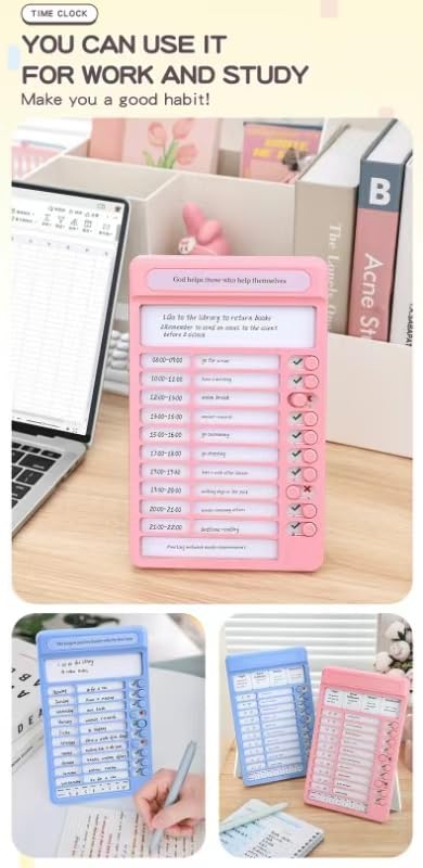 Kamini Enterprise Portable Self-Discipline Chores Chart - Daily Checklist Board With 15 Pcs Blank Paper Sliding Morning Routine | Planning Boards Reminder for Home School Office (1ps/Pink) 1