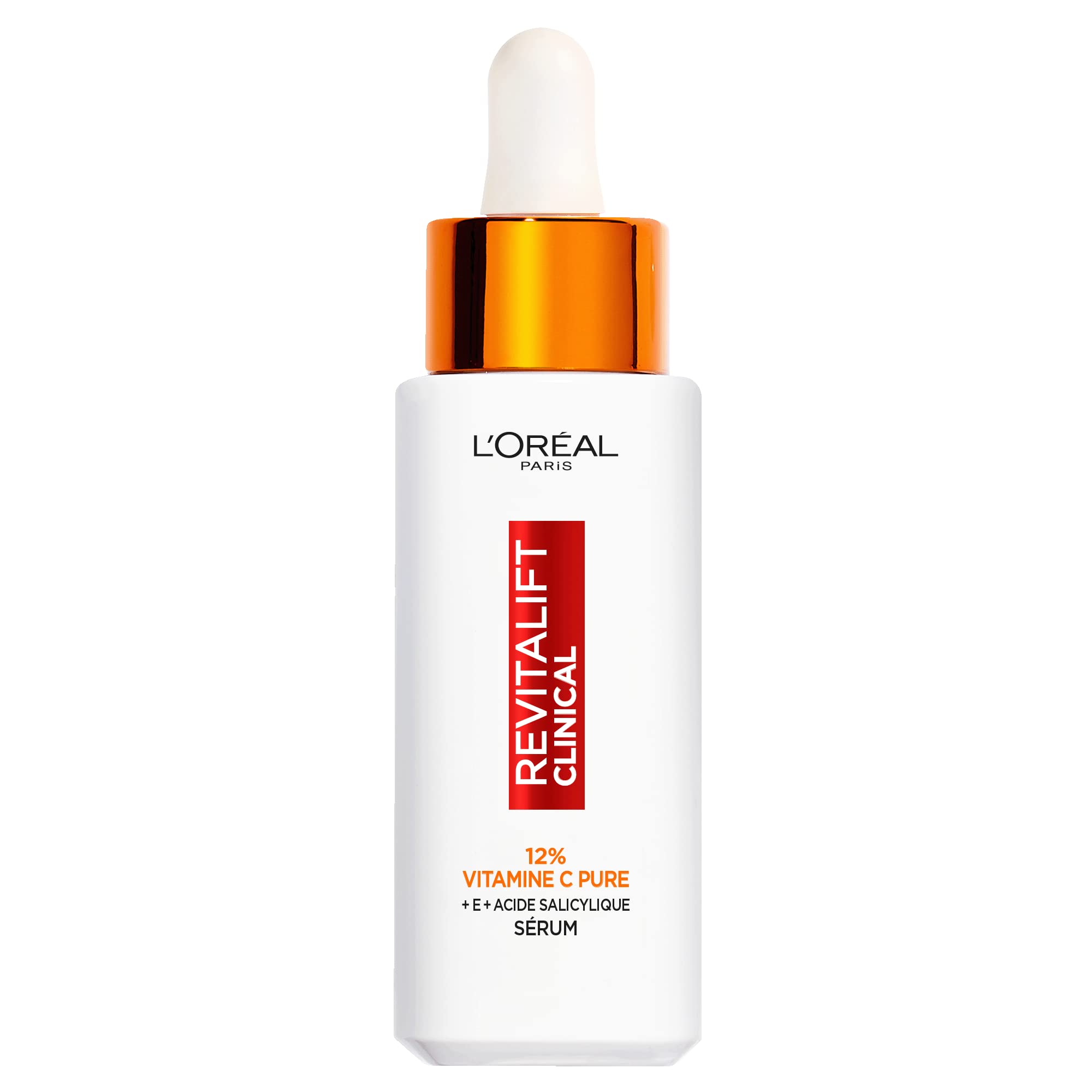 L'Oréal Paris – Siero 12% Vitamina C Pure + Acido salicilico + Vitamina E - Antiossidante & Anti-Aging - Tintura irregolare, Pori e Riduli - Flacone UV - Revitalift Clinical - 30 ml