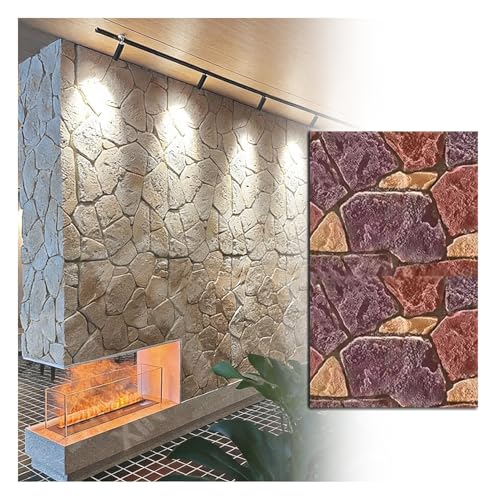 PFCDZDU Paneles Pared 3D con Efecto Piedra, Revestimiento Poliuretano Impermeable Ligero Textura Baldosas Roca Más Gruesa, Decoración Paredes Interiores Hogar Oficina(D,47.2x23.6in-20 pcs)