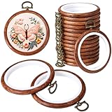 Burbell 15 Pcs 8 Inch Round Embroidery Hoops Frame Circle Rubber Hoops Ring Display Cross Stitch Ornament Imitated Wood Frame Kits for Fall Christmas Halloween Craft Sewing DIY Hanging Gifts