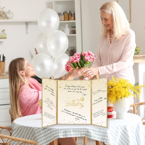 Image of Crenics Gold Birthday Decorations for Women Men, Creative Birthday Guest Signature Book Alternative 18 inch x 12 inch, Awesome Birthday Gifts for Girls or Boys