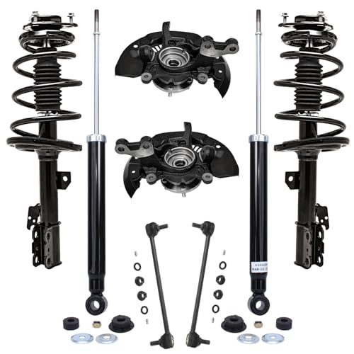 Image of Detroit Axle - FWD Front Steering Knuckles & Hub Bearings Struts Springs Rear Shocks Sway Bars Kit Replacement for 2011-2014 Toyota Sienna 3.5L