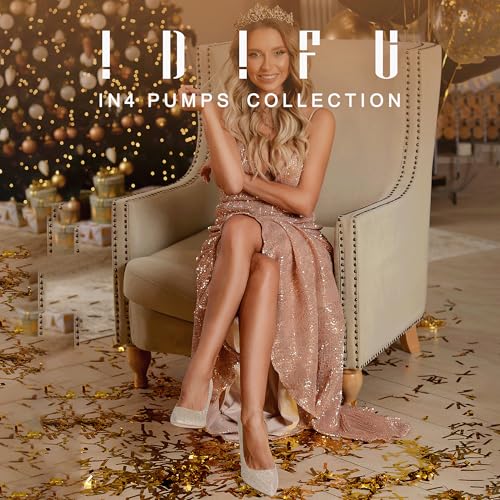 IDIFU IN4 Women's Pumps - Closed Toe Heels with Chunky Block Heels - Thick Pointed Toe Dress Shoes for Women - Wedding, Prom, Bridal, Office, Business - Comfortable, Formal, Fashion, Classic Pumps2