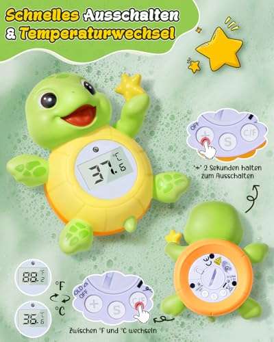 Seeschildkröte Baby-Badethermometer Digital – Badethermometer für die Babybadewanne, Wasserthermometer für Babys mit klarer Anzeige, für sicheres Baden von Neugeborenen und Kleinkindern