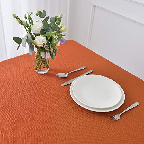 Image of maxmill Textured Rectangle Tablecloth Water Resistant Wrinkle Free Spill-Proof, Soft Jacquard Table Cloth for Buffet Banquet Parties Event Holiday Dinner, Indoor and Outdoor Use, 60 x 84 Inch Rust